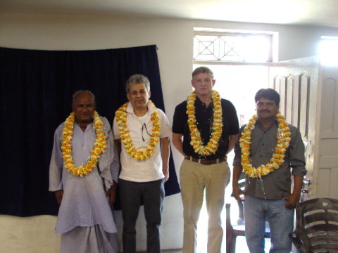 dickie1 Dickie Cralle (2nd from right), owner of Green Front, with the rug buyers in India