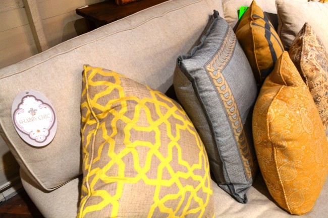 Sectional and pillows