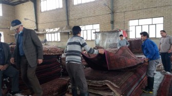 Green Front searches for Persian rugs at the Rug Warehouse