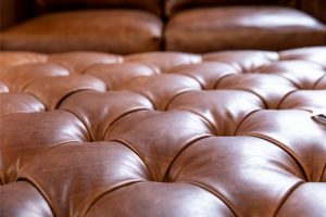 Hancock and Moore American made tufted leather Ottoman